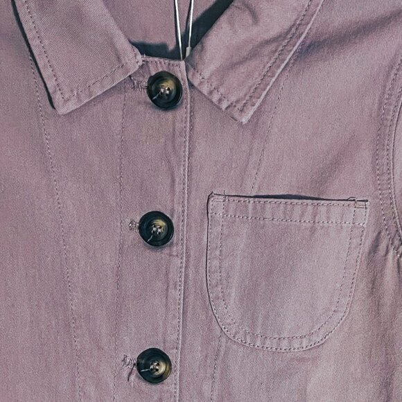 DownEast 100% Cotton Mauve Jacket Front Pockets Button down | Sz Smalll Women's‎ - Picture 5 of 12